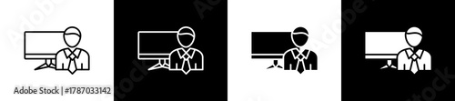 Freelance icon set in line and glyph style on black and white background
