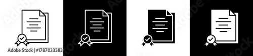 Standards icon set in line and glyph style on black and white background