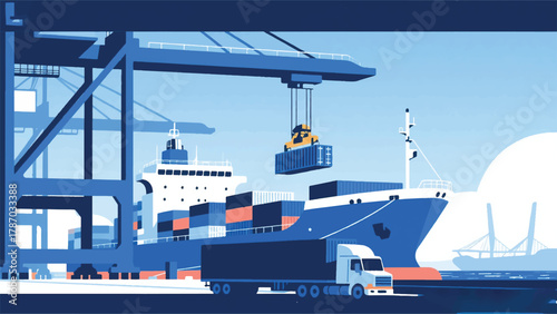 Cargo Shipping And Truck Containers Illustrator Artwork Banner Background Design Template 