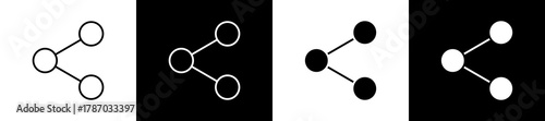 Sharing icon set in line and glyph style on black and white background