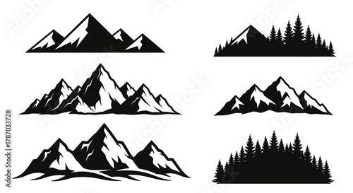 Explore dramatic mountain silhouettes for logos and branding projects