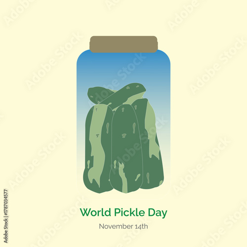 World Pickle Day, also known as National Pickle Day, is celebrated on November 14th vector, illustration.