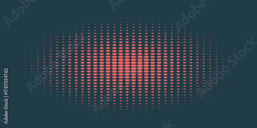 Vector Halftone Pattern Smooth Curved Border Red Blue Abstract Background. Dots Rounded Squares Blurry Pattern Pop Art Design Texture.