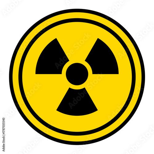 radiation hazard warning sign on  yellow circle board. radioactive sign