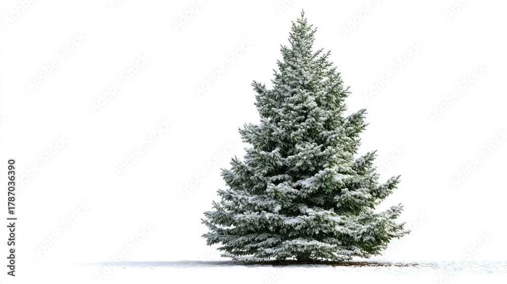 Fototapeta premium A single Christmas tree isolated on a white background