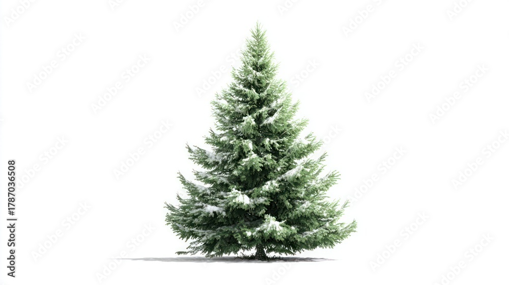Obraz premium A single Christmas tree isolated on a white background