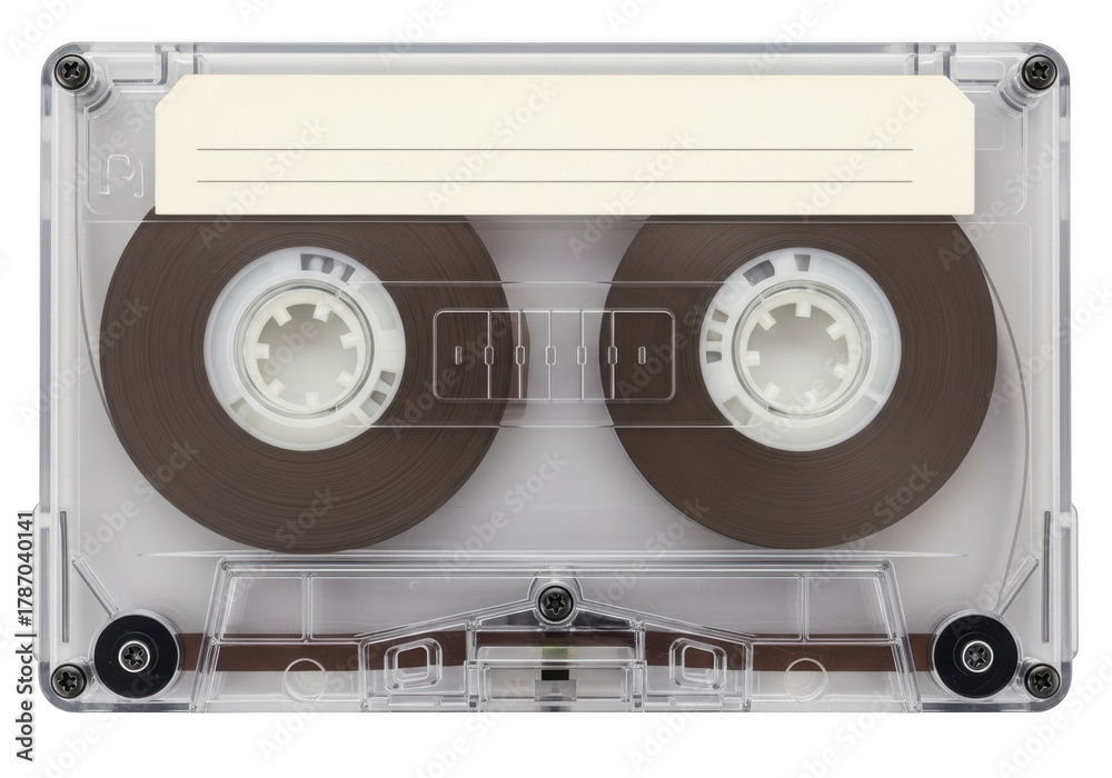 Fototapeta premium Vintage audio cassette tape isolated on transparent background
