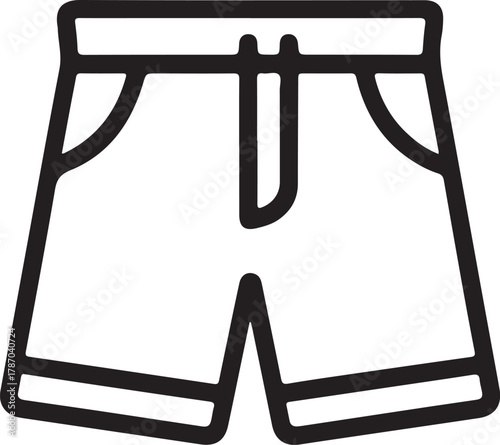 Simple line art icon of casual shorts with drawstring