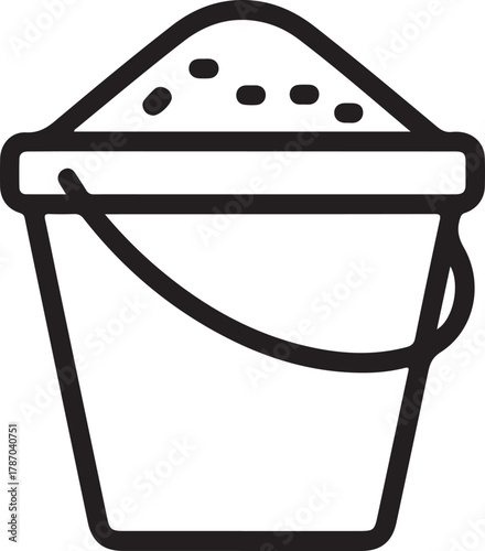 Simple outline drawing of a sand bucket filled with sand