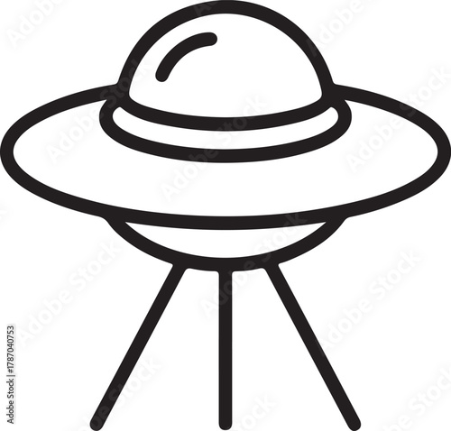Simple outline drawing of a classic flying saucer ufo