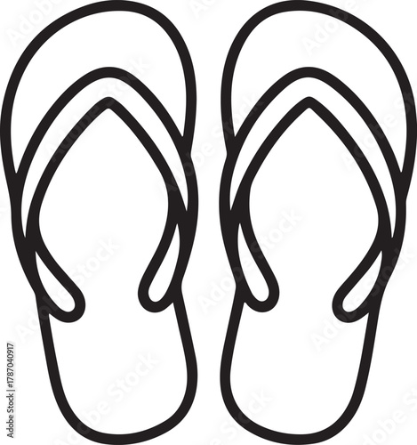 Simple outline drawing of a pair of flip flops