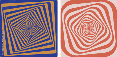 Captivating optical illusion: geometric swirling square pattern