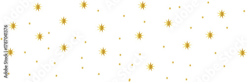 Golden and silver glitter dots pattern on a clean white background