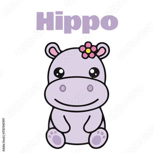 Cute Cartoon Hippo Illustration