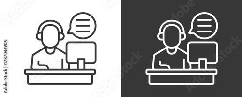 Customer Service Icon Set Vector Collection Isolated In Black And White