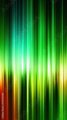 Vibrant abstract image featuring vertical streaks of green, blue, and red light, creating dynamic and energetic visual effect. colors blend seamlessly, evoking sense of motion and fluidity