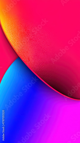 Vibrant abstract image featuring dynamic blend of red, blue, and pink hues with textured gradient and smooth curves, creating sense of movement and energy