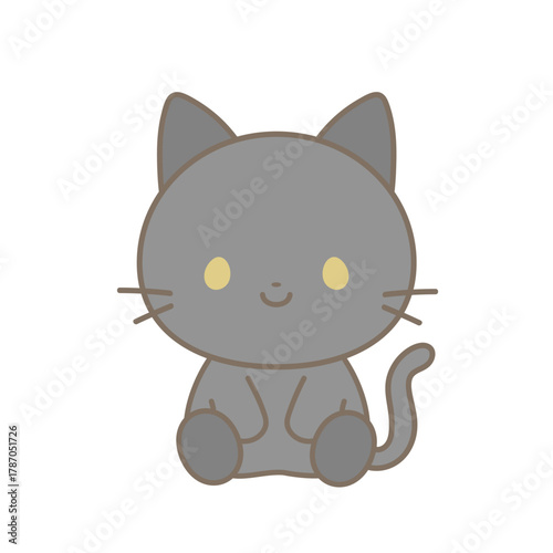 おすわりしている黒猫のイラスト