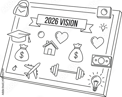 2026 vision board, a visual representation of goals and aspirations for the future