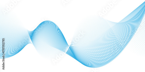 Modern abstract wave digital blue and white geometric technology. Abstract line wave gradient poster blend background vector.	