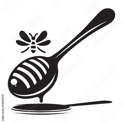 "Honey Bee Art: Natural Honey Dripper Illustration"