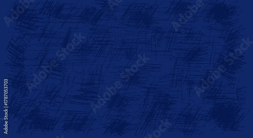 Navy blue abstract background with distressed chaotic scribble hatching texture