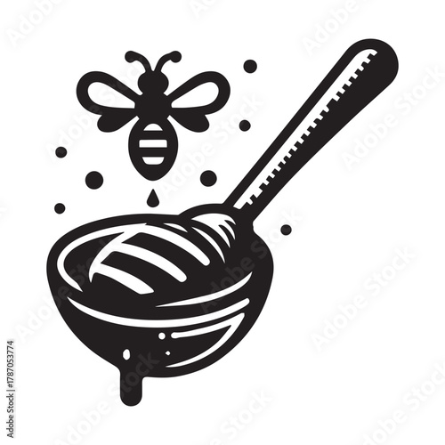 “Honey Bee and Honey Jar Vector Illustration – Natural Organic Design”