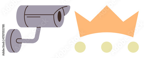 Slika na platnu Wall-mounted surveillance camera beside a crown icon