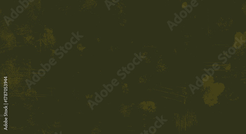 Dark Olive Green Grunge Background with Distressed Scratches and Fingerprint Texture Overlay Vector