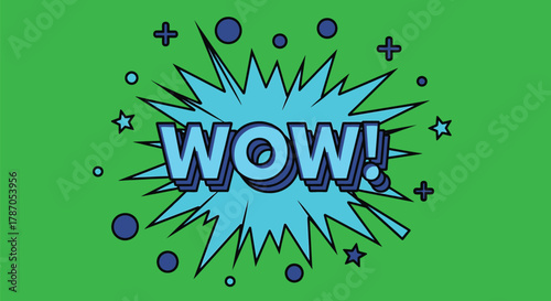 Wow pop art graphic celebrates excitement with fun retro flair