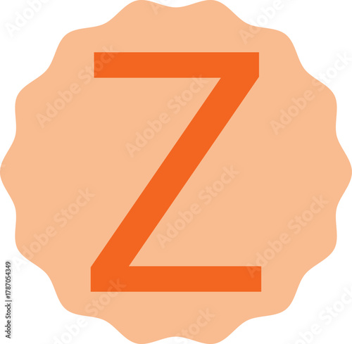 A bold and artistic letter Z vector created in a stylish modern font. Ideal for branding, creative typography layouts, logo initials, educational charts, posters, and decorative alphabet artwork.