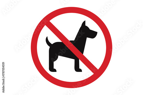 A red circle with a black dog crossed out indicates dogs are prohibited here