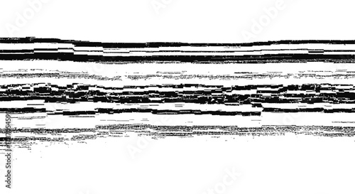 Abstract Horizontal Glitch Noise Grunge Texture Background Vector Black and White Distressed Element