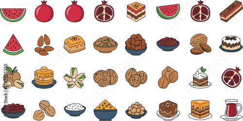 Yalda Night elements, traditional celebration of the winter solstice