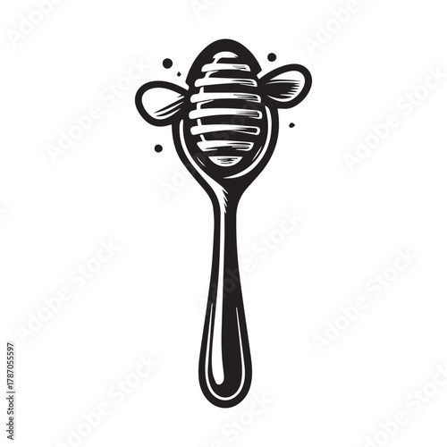 "Bee and Honey Dripper Vector Graphic for Logo & Packaging"