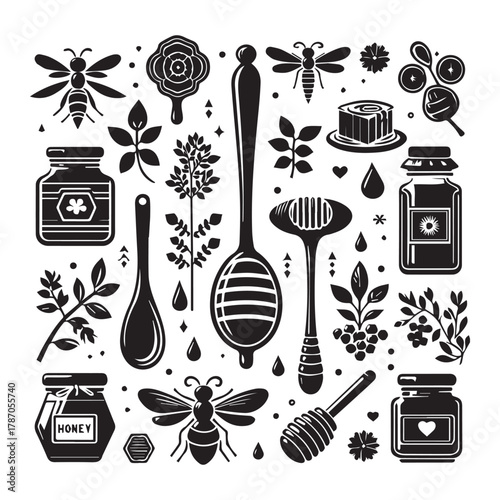 "Bee and Honey Dripper Vector Graphic for Logo & Packaging"