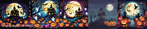 VECTOR HALLOWEEN THEME BACKGROUND FLAT DESIGN