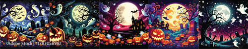 VECTOR HALLOWEEN THEME BACKGROUND FLAT DESIGN