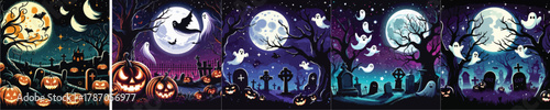 VECTOR HALLOWEEN THEME BACKGROUND FLAT DESIGN
