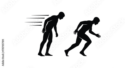 Dynamic runner sprinting powerfully toward fitness goals in black silhouette