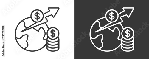 Economic Trends Icon Set Vector Collection Isolated In Black And White