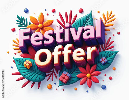 Festival Offer With Gifts And Flowers sale promotion