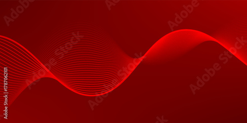 Elegant red vector background with flowing curved lines creating a smooth wave effect. Ideal for modern designs, tech themes, and dynamic visual compositions. gradient red background.