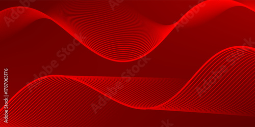 Elegant red vector background with flowing curved lines creating a smooth wave effect. Ideal for modern designs, tech themes, and dynamic visual compositions. gradient red background.