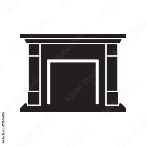 Elegant home interior design element showcasing a classic fireplace mantel silhouette, perfect for decorative themes or architectural icon representation