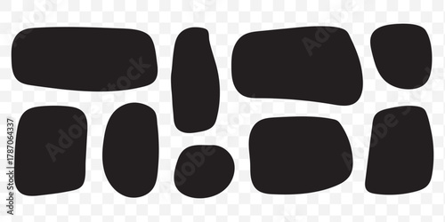 Abstract organic blob shapes set. Fluid wavy round forms and soft liquid doodle elements. Modern oval background vector illustration