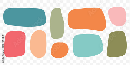 Abstract organic blob shapes set. Fluid wavy round forms and soft liquid doodle elements. Modern oval background vector illustration