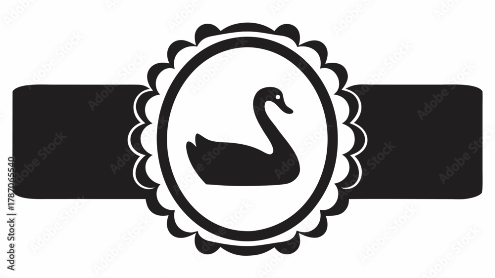 Fototapeta premium Elegant swan logo emblem, perfect for luxury branding or sophisticated designs seeking a classic, timeless aesthetic with a touch of regal charm