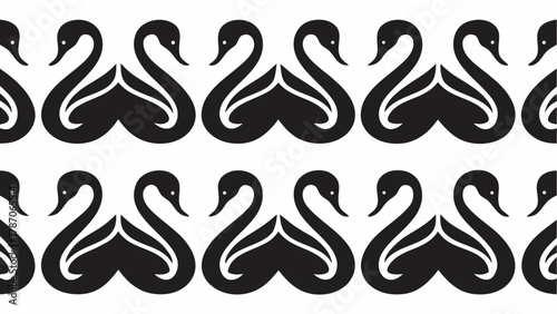 Elegant swan pattern creates stunning borders and backgrounds, perfect for graceful designs or classic themes, reflecting beauty and serene style in vector form