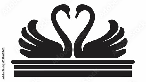 Elegant swans forming a heart shape, a symbol of love and devotion, perfect for wedding designs, anniversary cards, and romantic branding projects